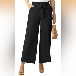 Elegant Black Wide-Leg Trousers (Palazzo/Paper Bag Pants)